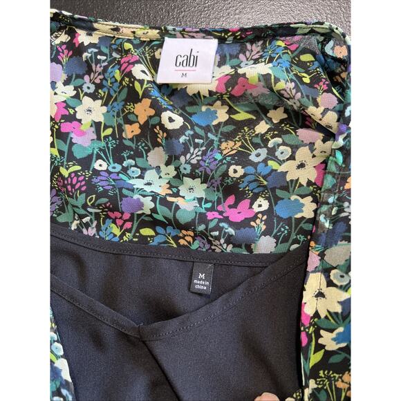 Cabi Dress Medium Fiesta Dark Floral Midi Smocked Hi Low Cottagecore Peasant - Picture 7 of 13